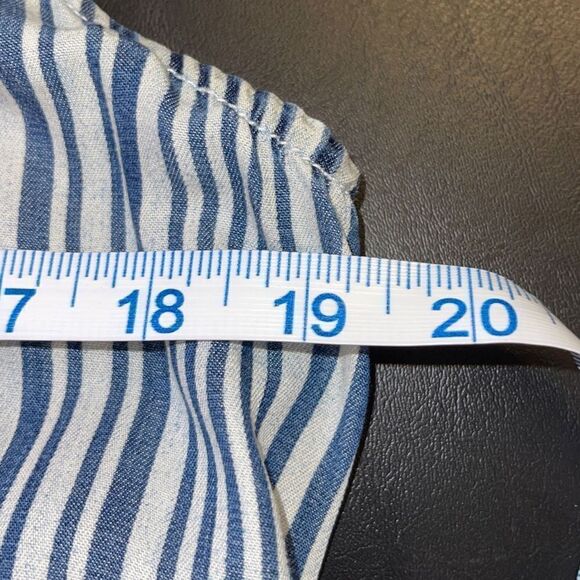 Velvet Heart Women's Front Tie Waist Dress Collared Striped Mini Blue Medium - Picture 9 of 10